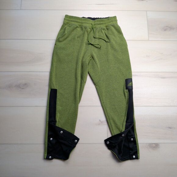 Adidas Basketball Club Pants Mens Large Green Knit Sweatpants Snap Ankle - Picture 1 of 16